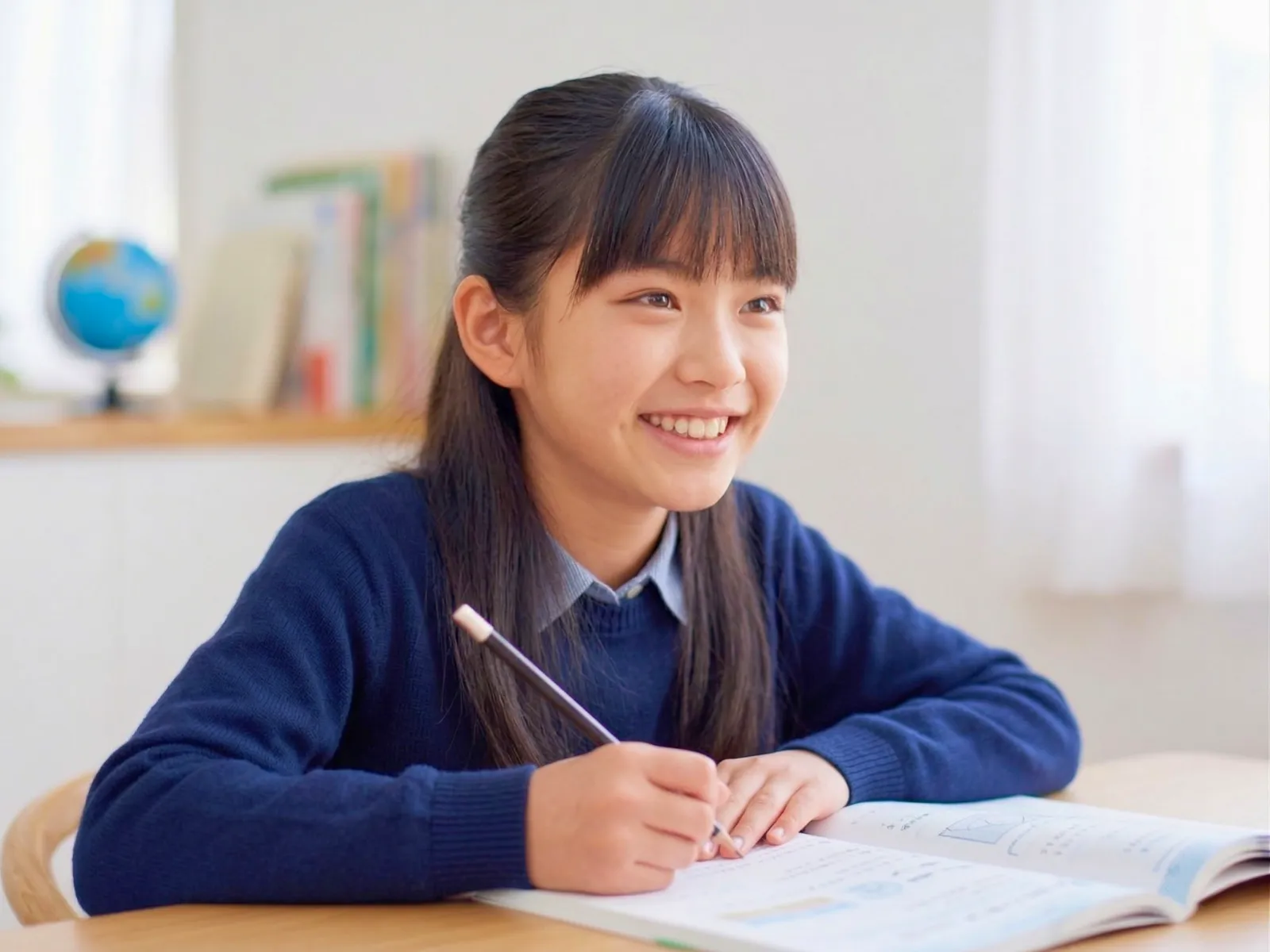 真剣にノートに向かう手元